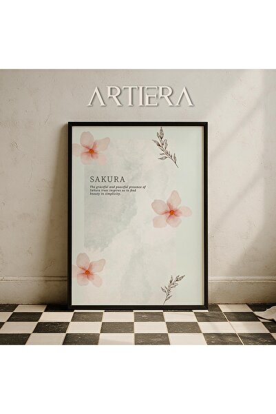 HİGUERA Ζωγραφική τοίχου Sakura Vintage Japandi Art με φυσικό ξύλινο πλαίσιο