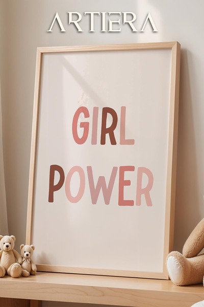 HİGUERA Girl Power Typography Baby Girl Διακόσμηση Παιδικού Δωματίου Ζωγραφικ...