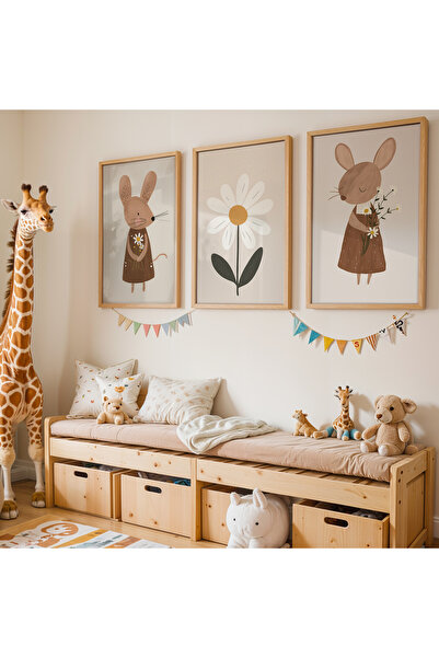 HİGUERA Σετ ζωγραφικής 3 τεμαχίων ποντικιών και λουλουδιών με φυσικό ξύλινο π...