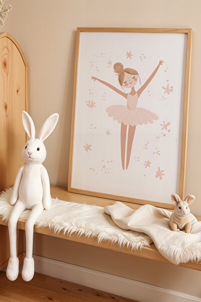 HİGUERA Φιγούρα μπαλαρίνας – Πίνακας παιδικού δωματίου με φυσικό ξύλινο πλαίσιο