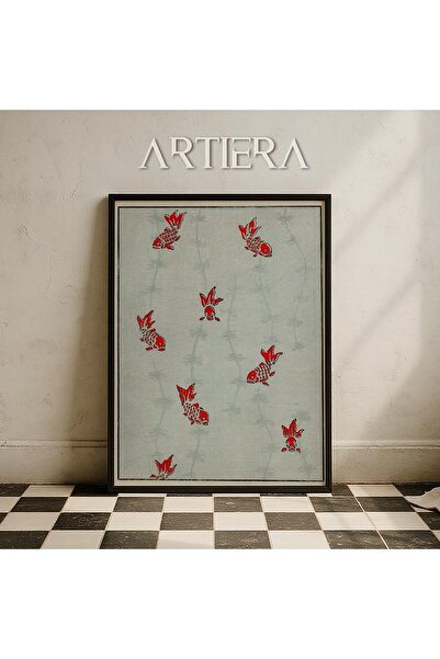 HİGUERA Vintage μοτίβα Japandi Art Ζωγραφική τοίχου με φυσικό ξύλινο πλαίσιο