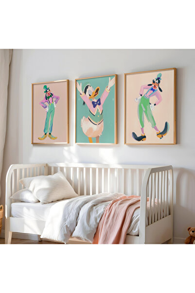 HİGUERA Ζωγραφική τοίχου 3 τεμαχίων Duck Family Oil Painting Feel για παιδικό...