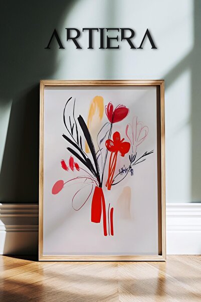 HİGUERA Μπουκέτο λουλουδιών Πολύχρωμο αφηρημένο μινιμαλιστικό βοτανικό ζωγραφ...