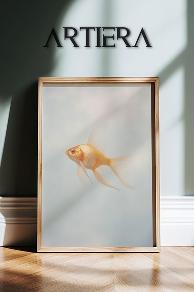 HİGUERA Χρωματισμός τοίχου με μινιμαλιστικό vintage ιαπωνικό χρυσόψαρο με φυσ...