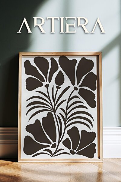 HİGUERA Σειρά Matisse Paper Cuttings Καφέ αφηρημένα λουλούδια ζωγραφική τοίχο...