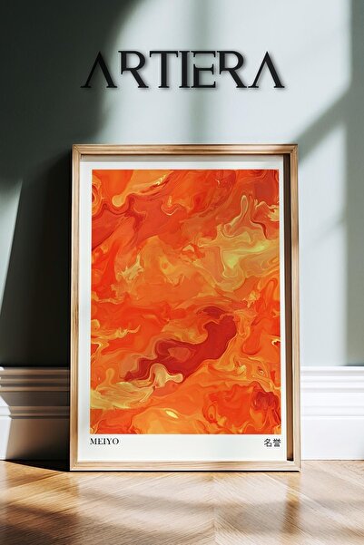 HİGUERA Meiyō Onur – Red Waves Μοντέρνα Ζωγραφική τοίχου της Ιαπωνίας με ξύλι...