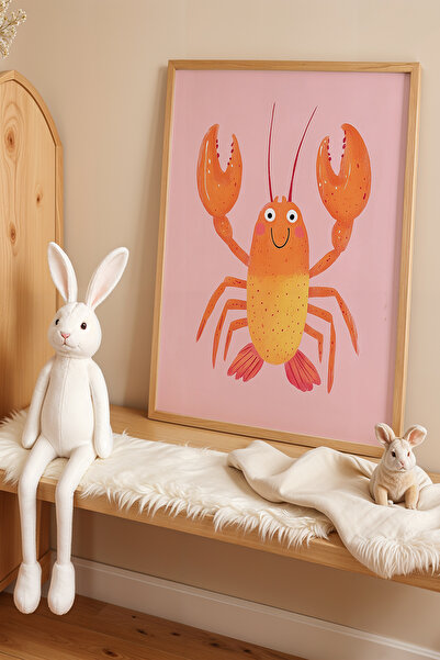 HİGUERA Ροζ φόντο Καβούρι Παιδικό Δωμάτιο και Βρεφικό Δωμάτιο Ξύλινο Πλαίσιο ...