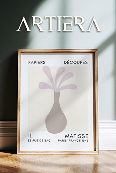 HİGUERA Σειρά Matisse Paper Cuttings Μπεζ ροζ αφηρημένο βάζο ζωγραφική τοίχου...