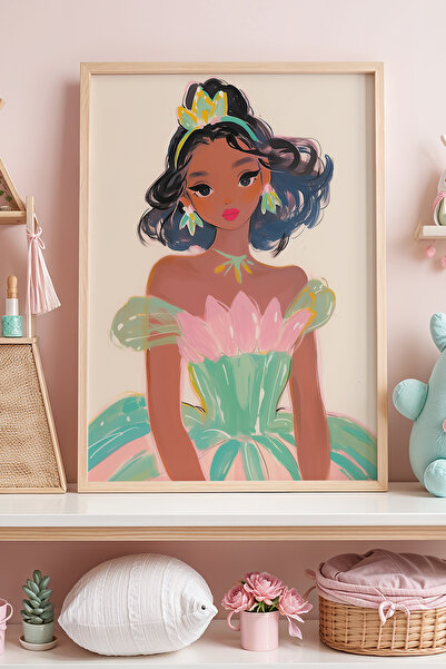 HİGUERA Θέμα Princess - Παστέλ Queen Girl's Room Πίνακας τοίχου με ξύλινο πλα...