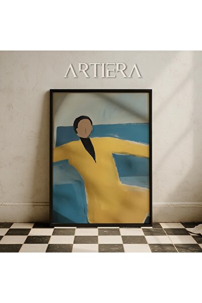 HİGUERA Αφηρημένο γυναικείο πορτρέτο σε κίτρινο μπλε τόνους Ζωγραφική τοίχου ...