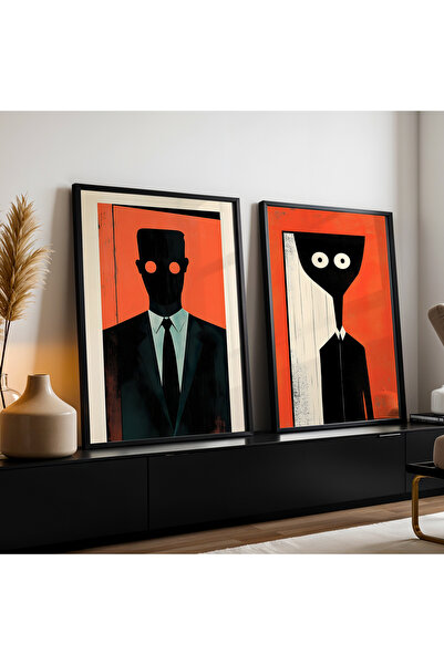 HİGUERA Σετ ζωγραφικής τοίχου με αφηρημένη ανθρώπινη φιγούρα διπλό κόκκινο αφ...