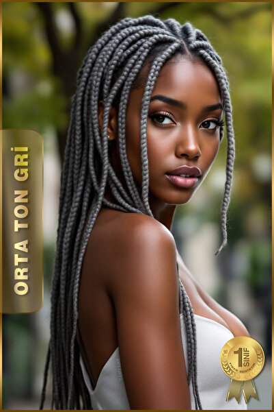 TAM TARZ Fiber Synthetic Hair for African Braid Rasta and Box Braid - Medium Tone Grey