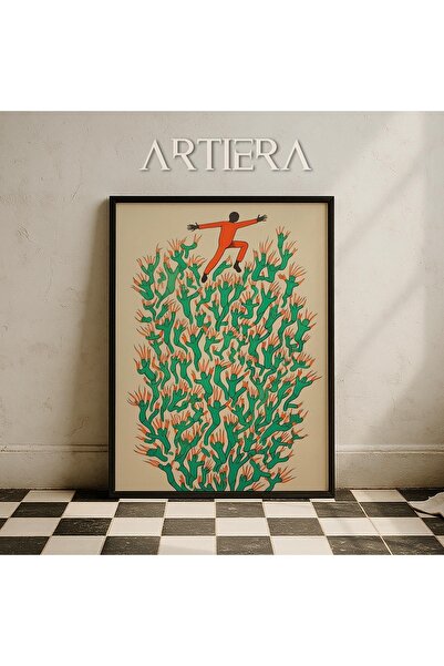 HİGUERA Ανθρώπινα μοτίβα Μινιμαλιστικό Κόκκινο Ένταση Vintage Ζωγραφική τοίχο...