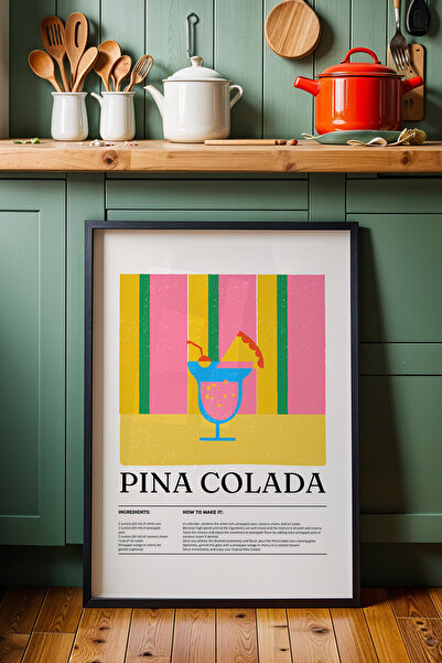 HİGUERA Pina Colada Tropical Cocktail BAR Ζωγραφική τοίχου κουζίνας με φυσικό...