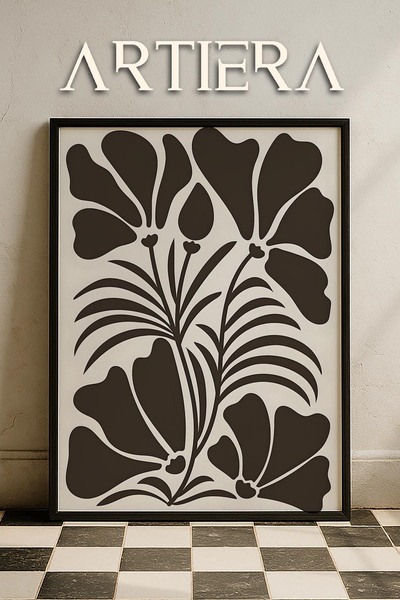 HİGUERA Σειρά Matisse Paper Cuttings Καφέ αφηρημένα λουλούδια ζωγραφική τοίχο...