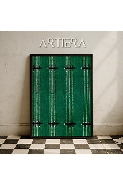 HİGUERA Πράσινα Vintage Μοτίβα Japandi Art Πίνακας τοίχου με φυσικό ξύλινο πλ...