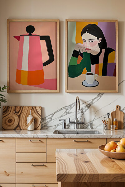 HİGUERA Μοντέρνο πορτρέτο και εικονογράφηση καφετιέρας KTB Ζωγραφική τοίχου κ...