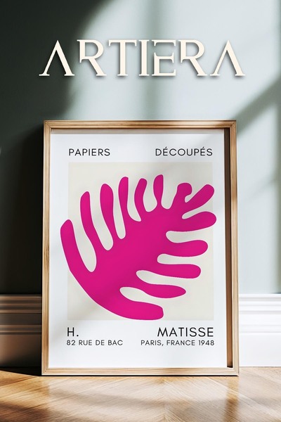 HİGUERA Σειρά Matisse Paper Cuttings Φούξια Αφηρημένο Παλάμη Πίνακας Τοίχου μ...