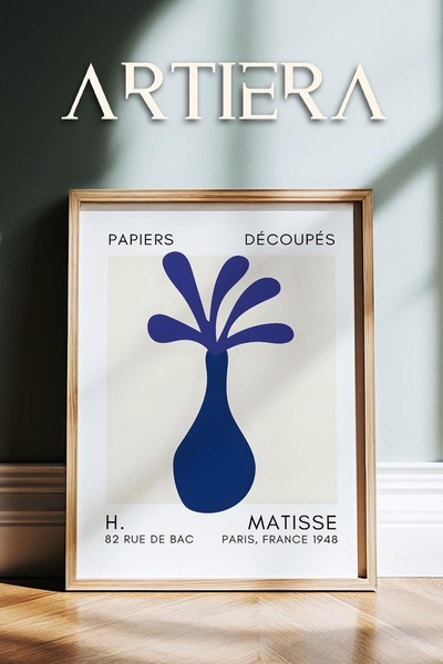 HİGUERA Σειρά Matisse Paper Cuttings Μπλε μωβ αφηρημένο βάζο ζωγραφική τοίχου...