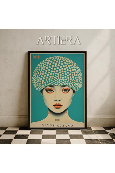HİGUERA Yayoi Kusama Διάσημος ζωγράφος Μπλε γυναικείο πορτρέτο Vintage Japand...