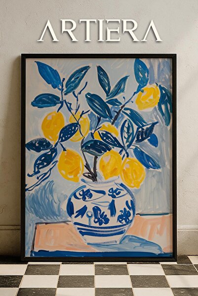 HİGUERA Lemons Μοντέρνο Μεσογειακό Ιταλικό Στιλ Τραπέζι Κουζίνας με Ξύλινο Πλ...