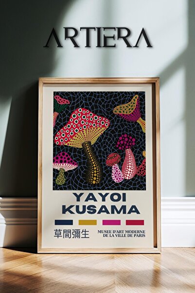 HİGUERA Yayoi Kusama Διάσημος Ζωγράφος Μπλε Φόντο Μοντέρνα Vintage Ζωγραφική ...