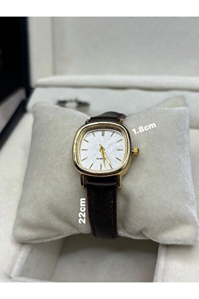 Brality Vintage Style Women's Wristwatch - Burgundy Color Genuine Leather Ban...