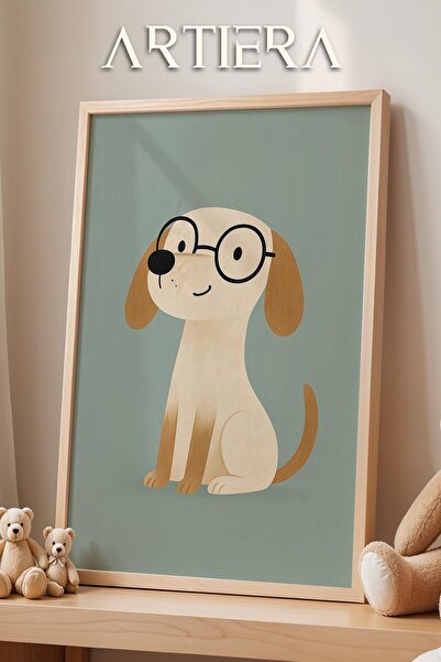 HİGUERA Χαριτωμένο σκυλί με πράσινο φόντο με θέμα τα ζώα Διακόσμηση αγοριού γ...