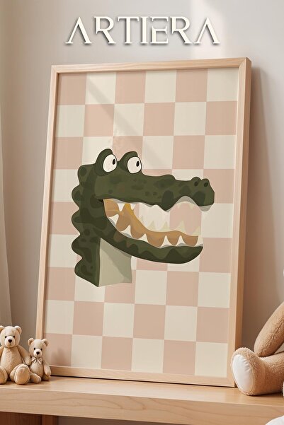 HİGUERA Crocodile Cute Safari Animals Διακόσμηση παιδικού δωματίου με ροζ καρ...