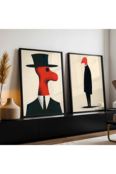 HİGUERA Σετ ζωγραφικής τοίχου με αφηρημένη ανθρώπινη φιγούρα διπλό κόκκινο αφ...