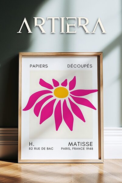 HİGUERA Σειρά Matisse Paper Cuttings Φούξια αφηρημένο λουλούδι ζωγραφική τοίχ...