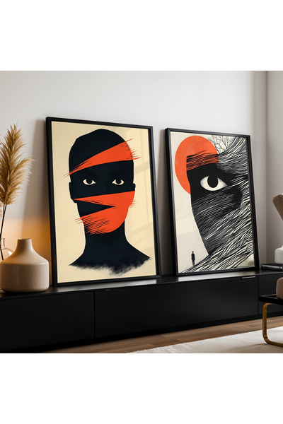 HİGUERA Σετ ζωγραφικής τοίχου με αφηρημένη ανθρώπινη φιγούρα διπλό κόκκινο αφ...