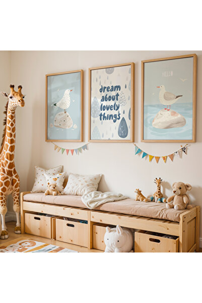 HİGUERA Μινιμαλιστικό σχέδιο Cute Seagulls Σετ ζωγραφικής για παιδικό δωμάτιο...