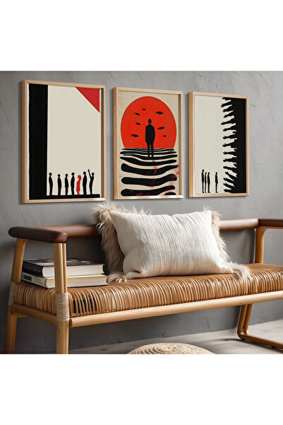 HİGUERA Τριπλή Ανθρώπινη Φιγούρα Κόκκινη Αφηρημένη Σειρά Ζωγραφική τοίχου με ...