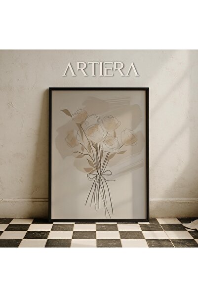 HİGUERA Μινιμαλιστική ανθοδέσμη λουλουδιών σε μπεζ τόνους Αφηρημένη βοτανική ...