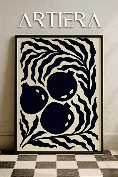 HİGUERA Matisse Paper Cuttings Μαύρο αφηρημένο ρόδι και λουλούδια Βοτανικό ζω...