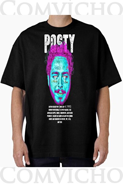 COMVİCHO Unisex Posty V1 Design Printed Oversize T-Shirt
