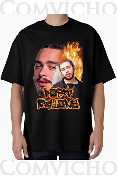 COMVİCHO تي شيرت مطبوع بتصميم Post Malone v10 للجنسين