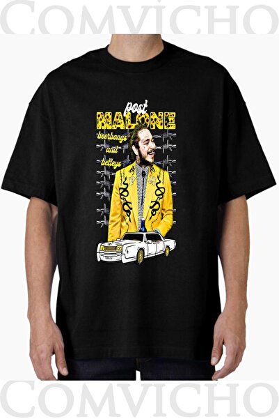 COMVİCHO تي شيرت مطبوع بتصميم Post Malone v7 للجنسين