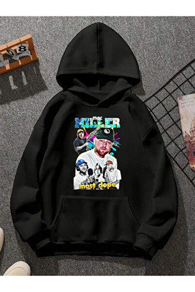 COMVİCHO سترة ماك ميلر v3 ذات القلنسوة المطبوعة باللون الأسود