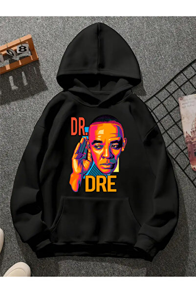 COMVİCHO Dr.Dre V2 Printed Hooded Black Sweatshirt