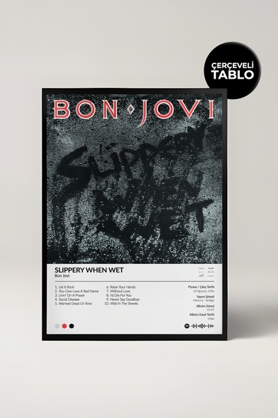 House Gorgeous Poster Spotify cu albumul Bon Jovi Slippery When Wet, cu desig...