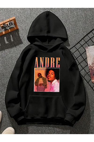 COMVİCHO Andre V1 Printed Hooded Black Sweatshirt