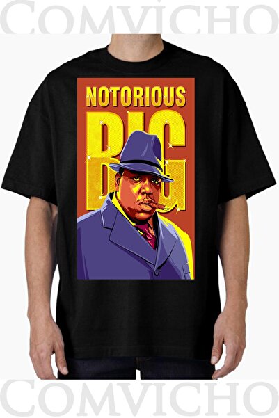 COMVİCHO تي شيرت كبير الحجم مطبوع بتصميم Biggie v1 للجنسين