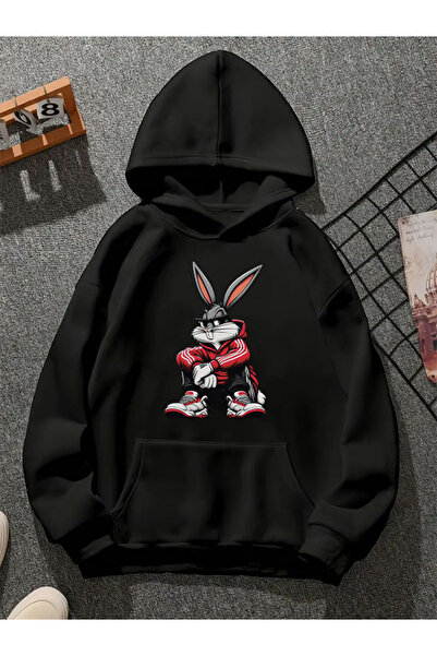 COMVİCHO سويت شيرت أسود بقلنسوة مطبوعة من BUNNYSPORT