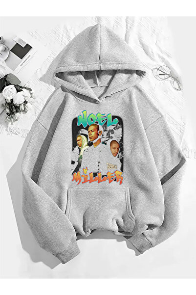 COMVİCHO سويت شيرت رمادي بقلنسوة مطبوعة من نويل ميلر v1