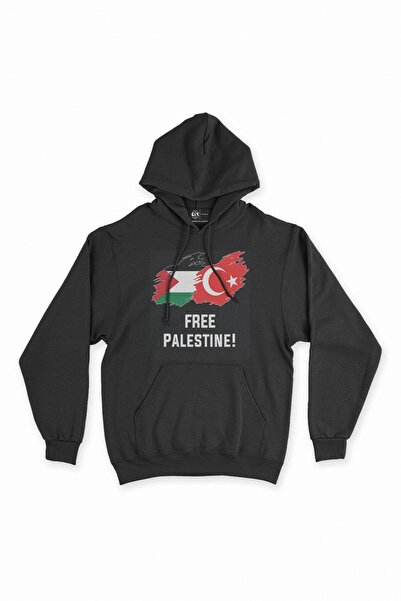 Cix Δωρεάν Μαύρο T-Shirt Φούτερ με κουκούλα Palestine
