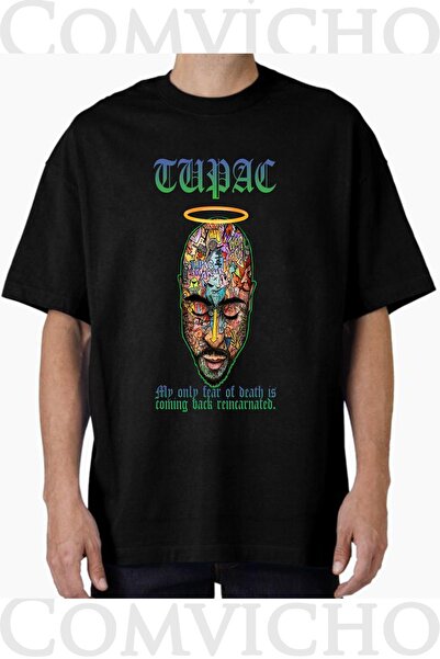 COMVİCHO تي شيرت مطبوع بتصميم توباك v35 للجنسين