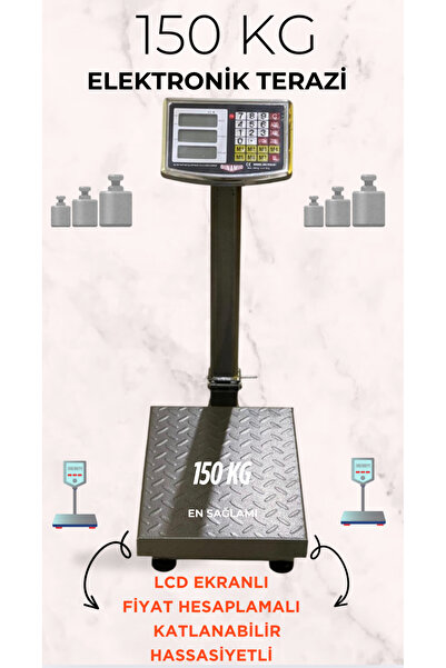 SUPER JVS 150 KG Hassasiyetli Dijital Elektronik Terazi Şarjlı Fiyat Hesaplam...