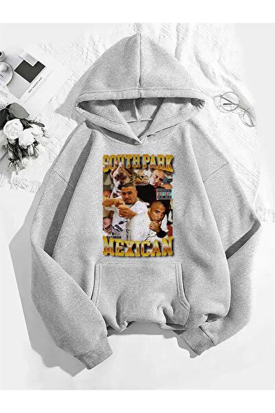 COMVİCHO سويت شيرت رمادي بقلنسوة مطبوعة من ساوث بارك v1